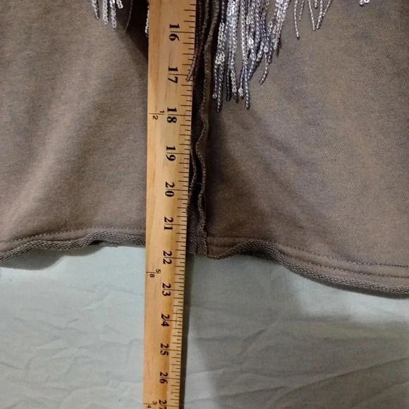POL Western Fringe Top Blouse Sz S Shiny Sequins Preppy Rodeo Balloon Sleeve - Picture 7 of 7